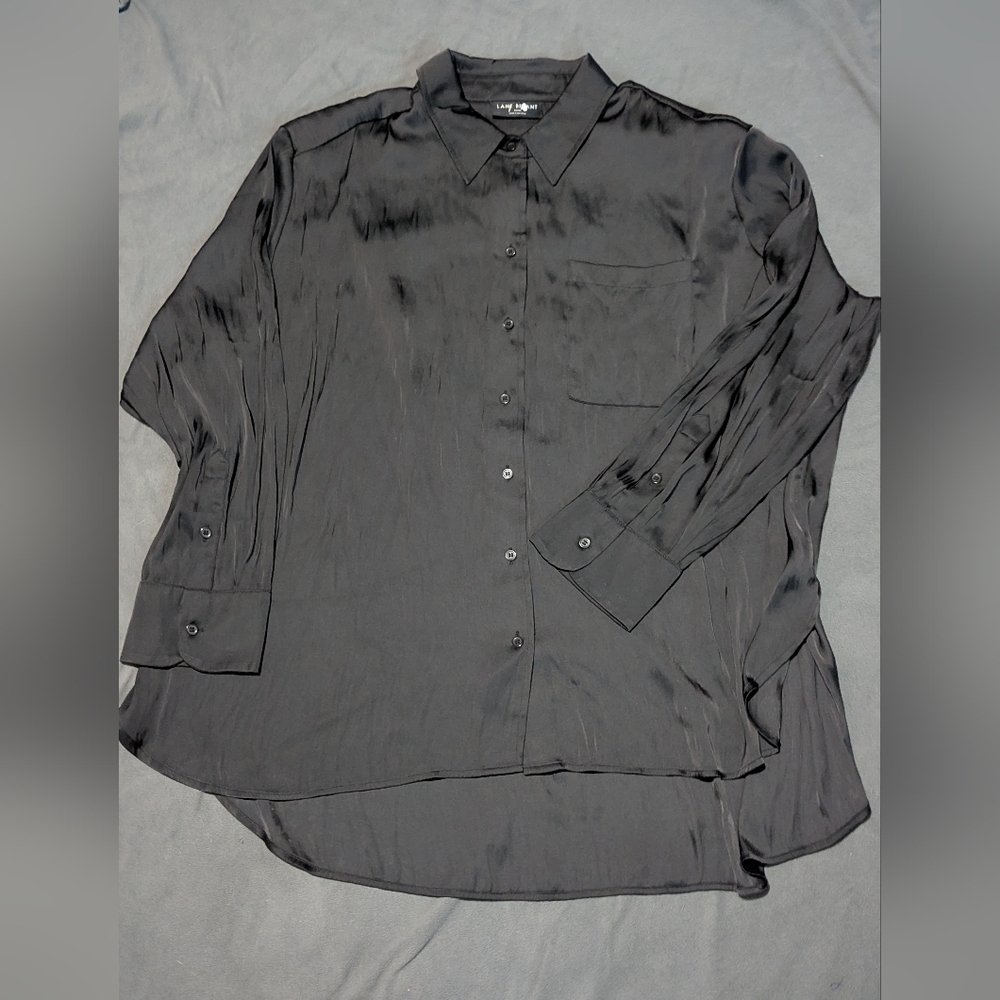 Lane Bryant Black Casual Button Down Shirt